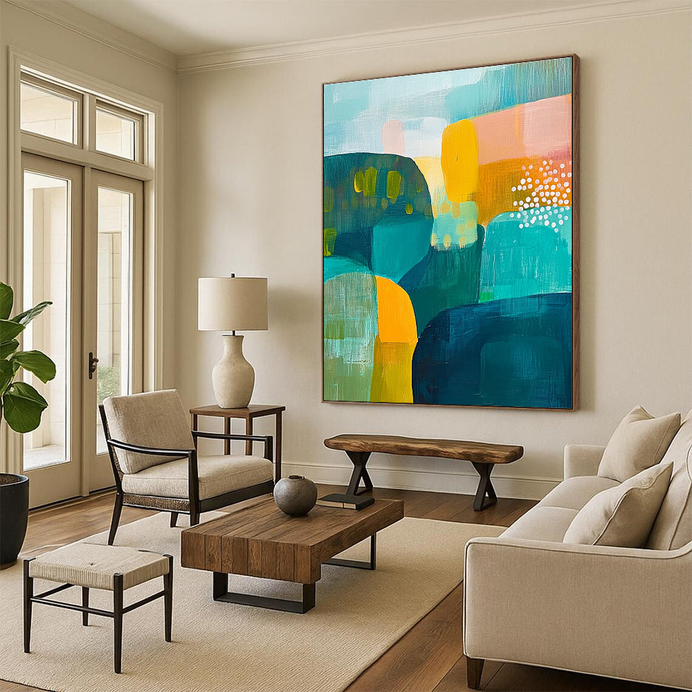 Vibrant Color Blocks Abstract Painting with Playful Energy WINK174