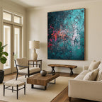 Textured Teal Abstract Painting with Intricate Details WINK642