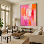 Pink and Orange Shapes Vibrant Abstract Painting GAB0316