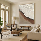 Textured Beach Wave in Brown and White Abstract Painting with Coastal Textures GAB0079