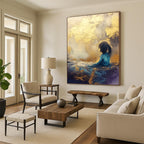 Girl in Golden Light Abstract Painting for Serene Bedrooms GAB0794