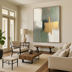 Green Gold Gray Abstract Painting with Natural Elegance WINK558