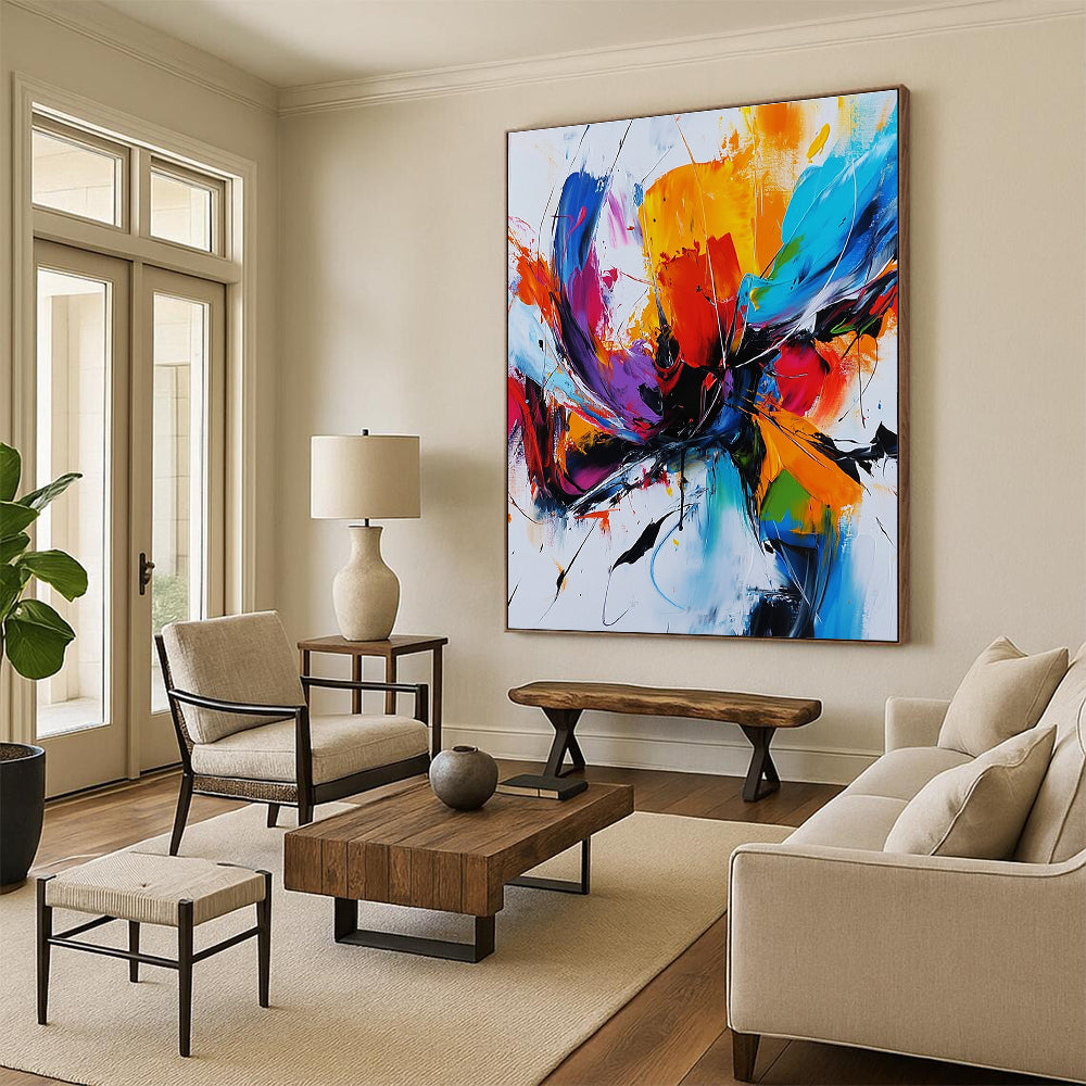 Vibrant Abstract Flower Painting for Bohemian - Styled Living Rooms GAB1141