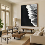 Black and White Beach Minimalist Abstract Painting for Monochrome Lovers GAB1475