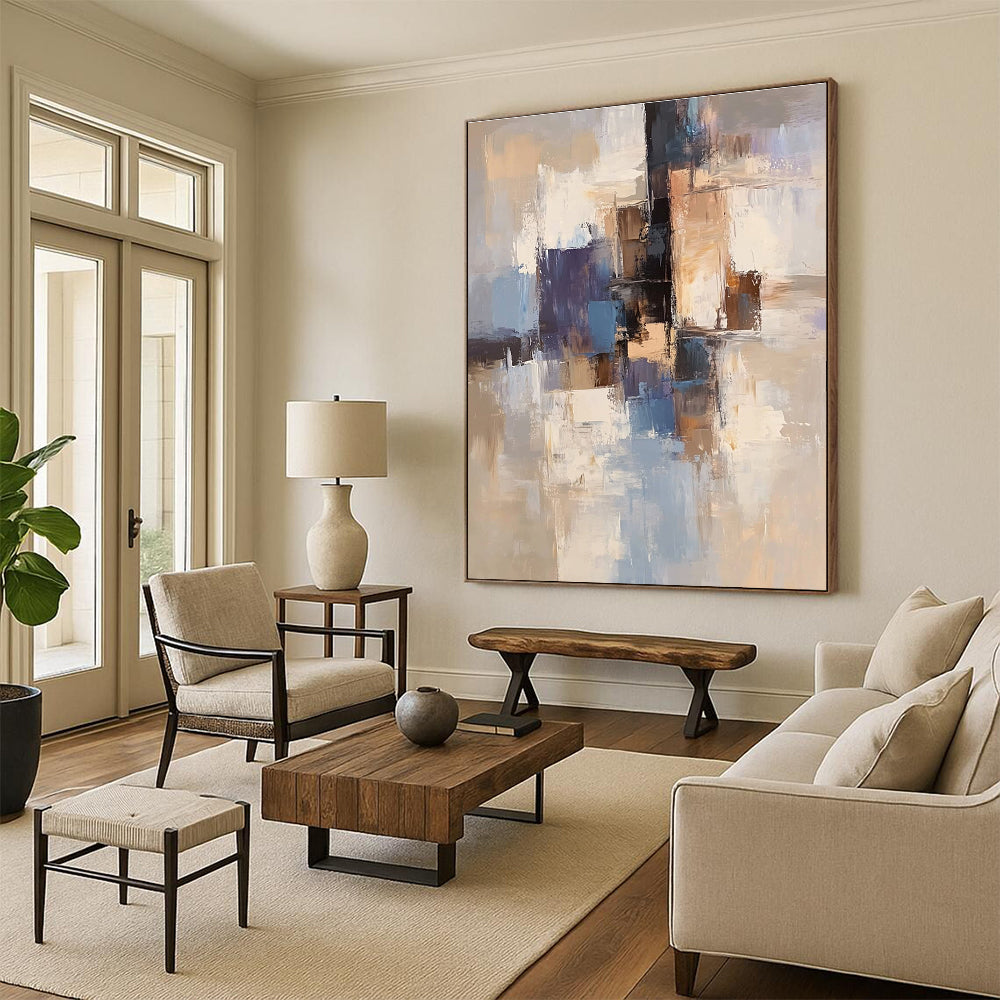 Blue Brown Abstract Painting with Urban Sophistication WINK772