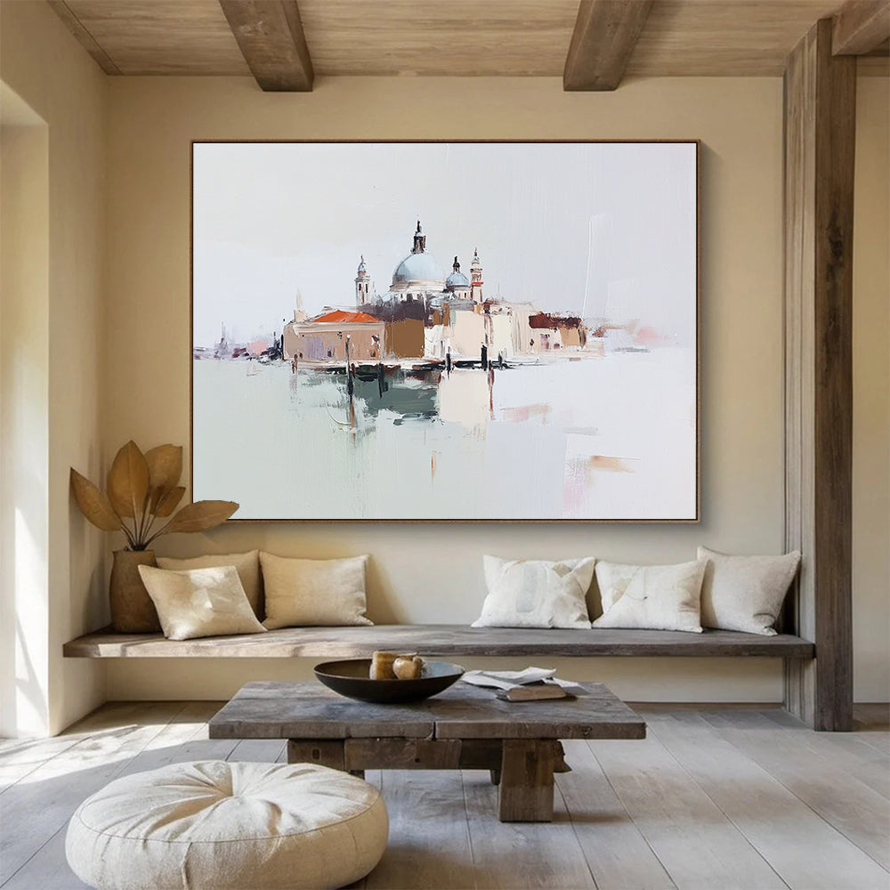 Venice Landscape Abstract Painting with Soft Color Palette ABS285