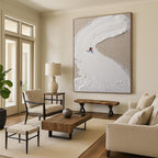 Mini Skier on White Slope Abstract Painting for Winter - Sports Lovers HENG311