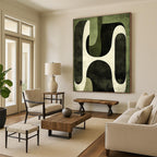 Green Geometric Abstract Painting for Eco - Friendly Workspaces GAB0967