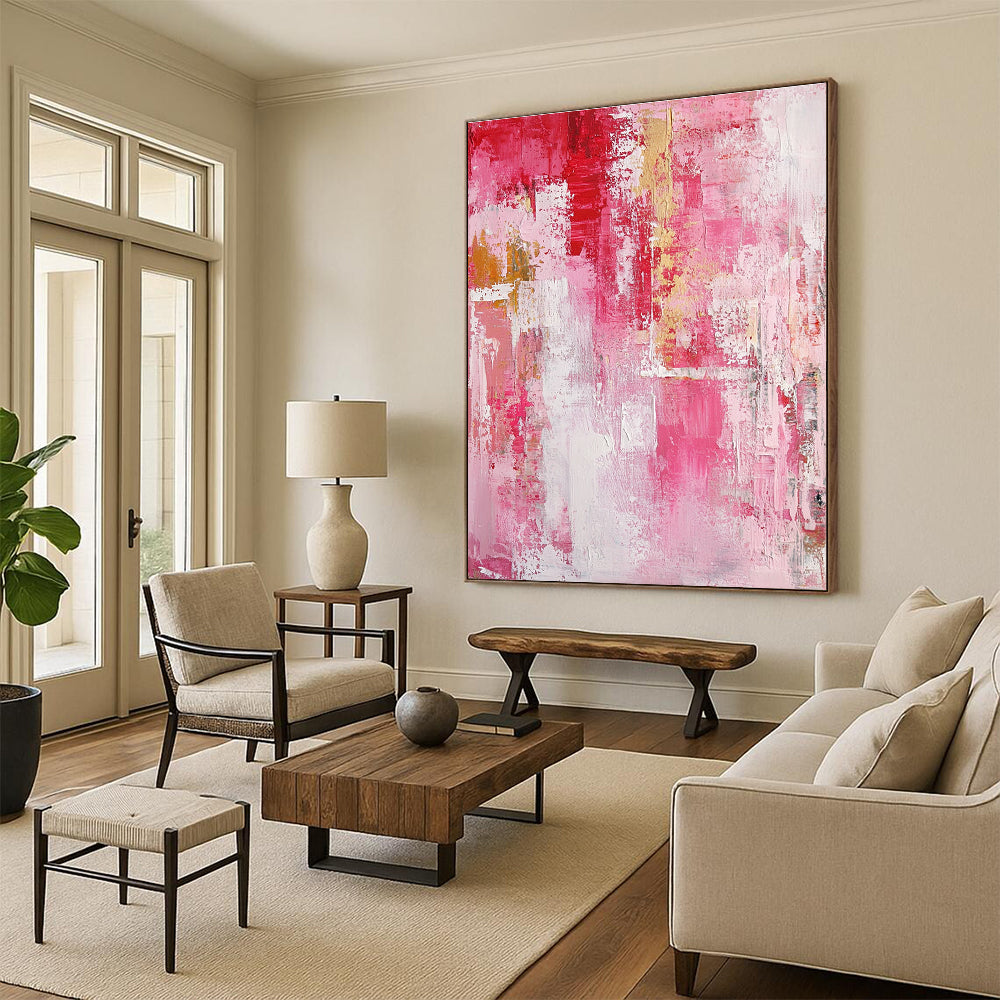Pink Red Gold Abstract Painting with Feminine Opulence WINK546