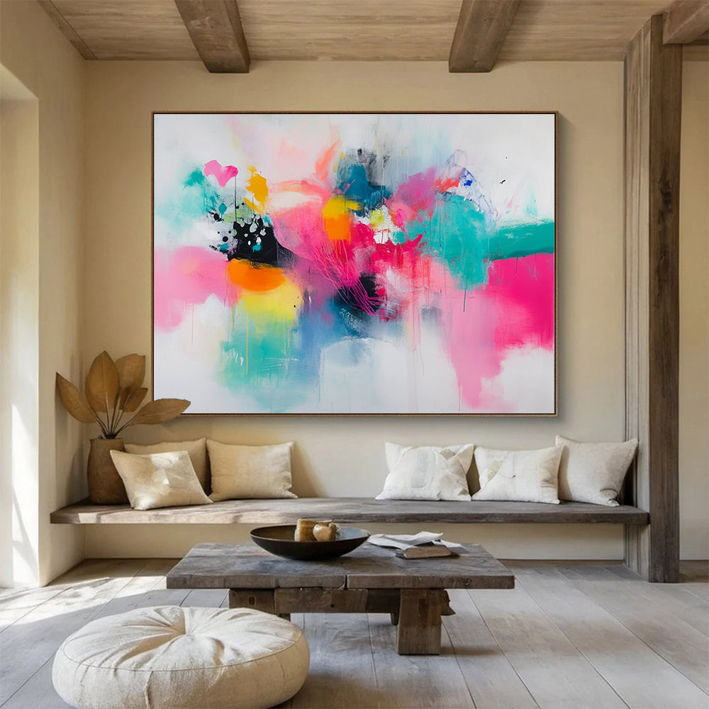 Bold Color Splash Abstract Painting with Dynamic Energetic Hues ABS545