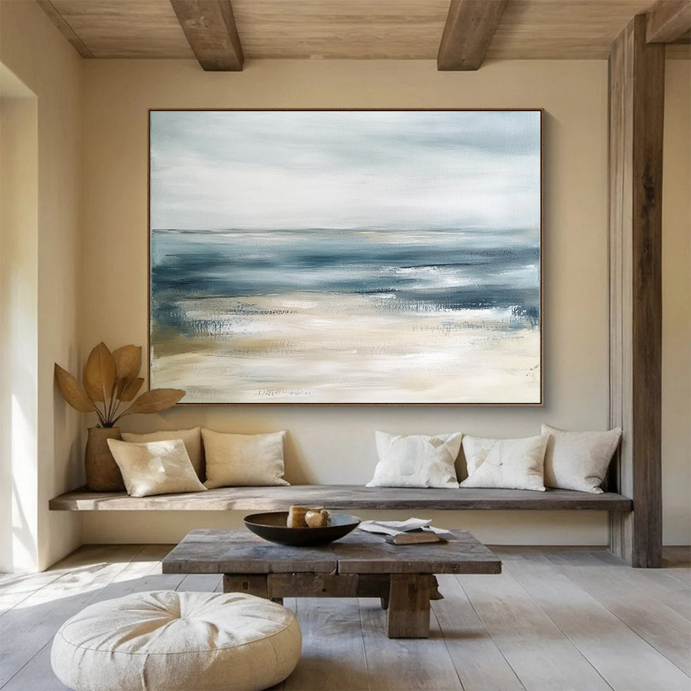 Soft Blue - Gray Seascape Abstract Painting with Subtle Beauty ABS436