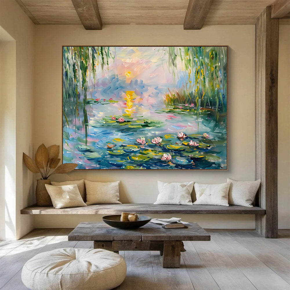 Water Lily Pond Abstract Painting for Spa Retreats YHT194