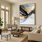Gray - Gold Abstract Waves Painting with Opulent Serenity WINK417