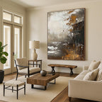 Abstract Landscape with Structure Painting for Industrial - Inspired Lounges HENG485