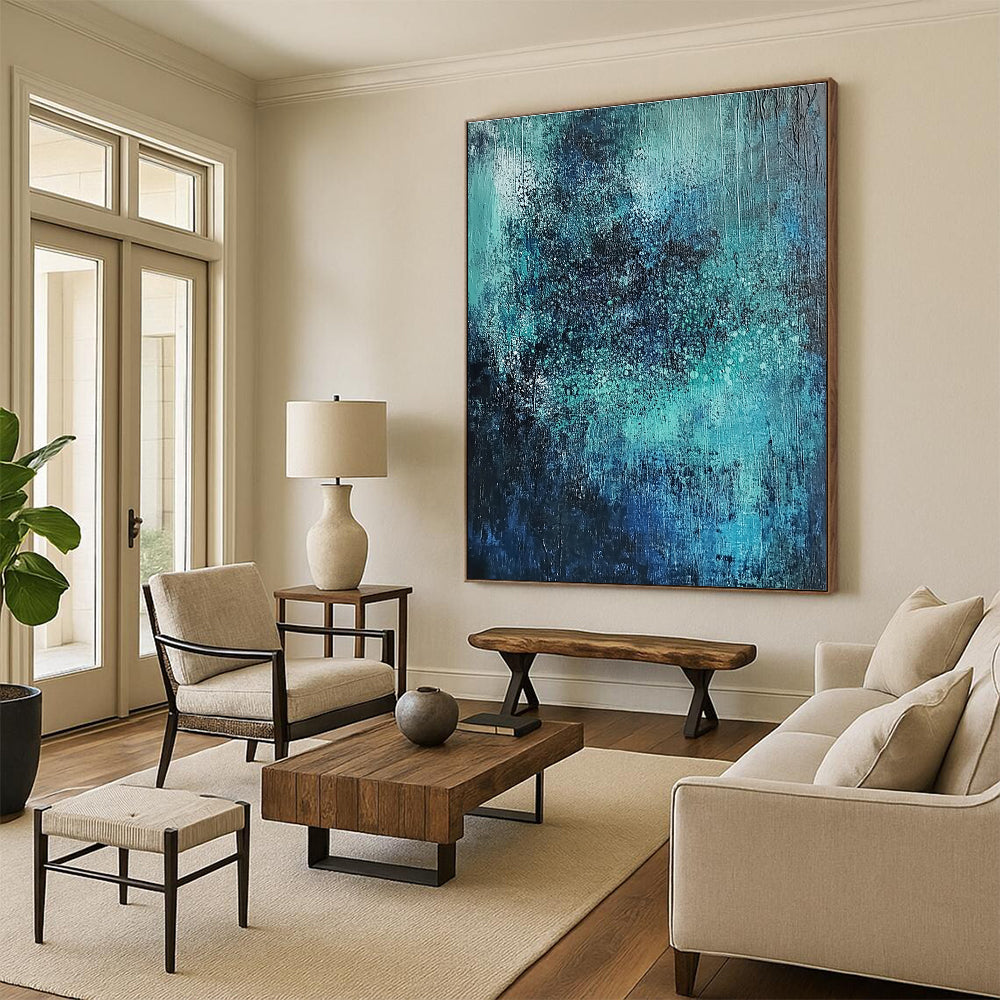 Blue Green Gradient Abstract Painting for Spa Retreats GAB0761