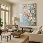 Green Background Floral Textured Abstract Painting for Fresh Spaces GAB1417