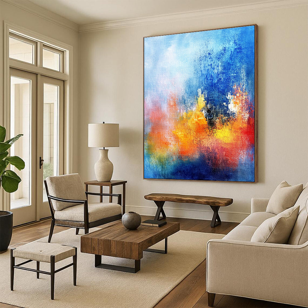 Blue Orange Pink Abstract Painting with Dreamy Blends WINK514