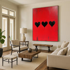 Red Hearts with Drips Edgy Abstract Painting GAB0325