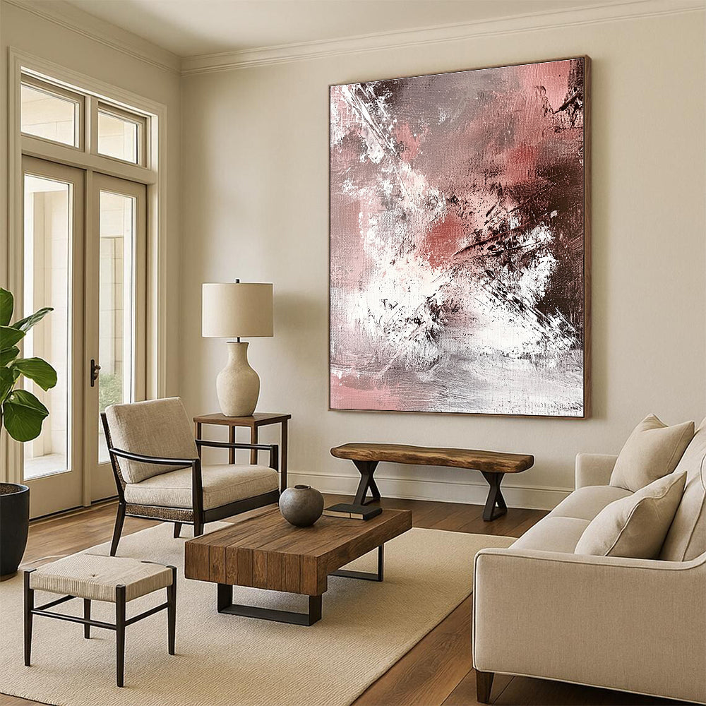Pink Gray Black Abstract Painting with Subtle Drama WINK540