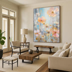 Delicate Floral Abstract Painting for Serene Bedrooms HENG431