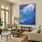 Blue and White Frame Abstract - Geometric Minimalist Abstract Painting GAB0470