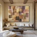 Purple and Brown Squares 1 Abstract Painting with Harmonious Geometry ABS616