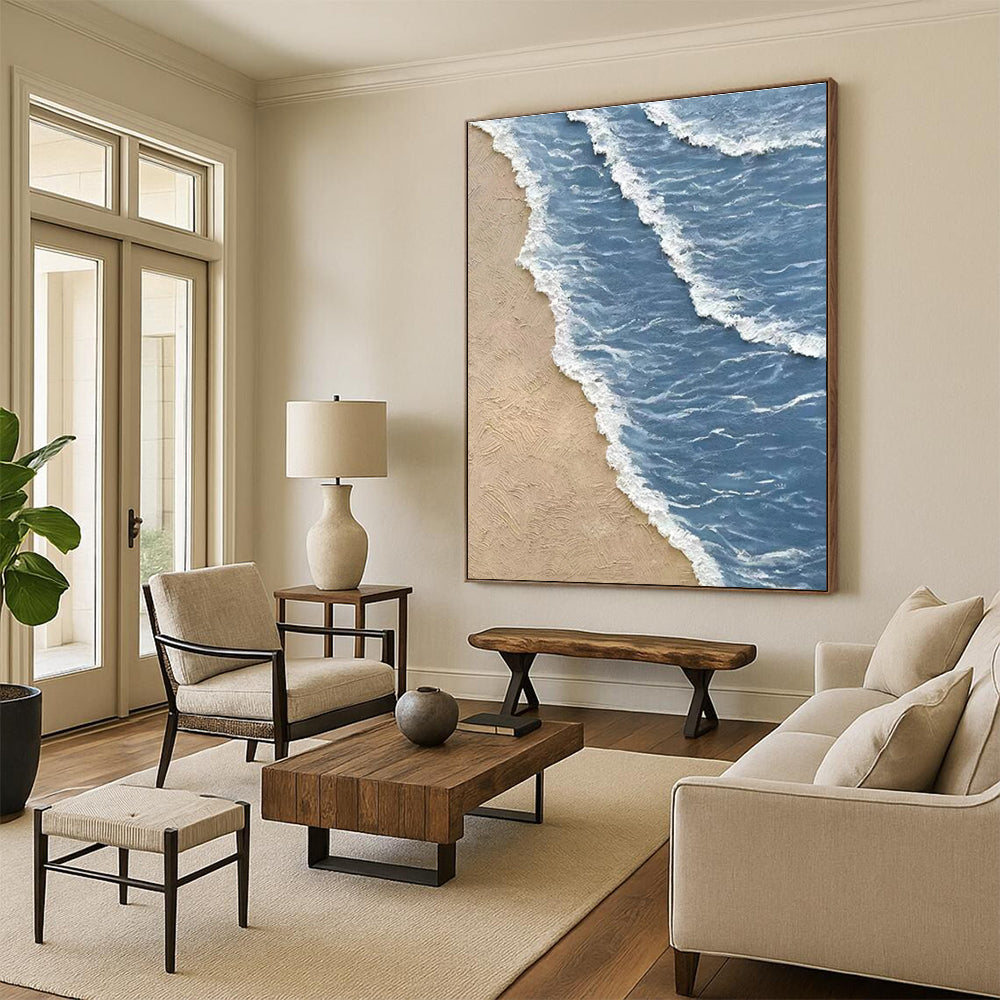 Aerial Beach Wave Abstract Painting for Beach - Lover Homes HENG333