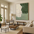 Textured Green and Beige Abstract Painting for Minimalist Bedrooms HENG501