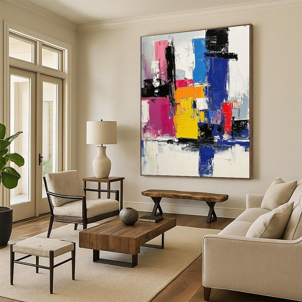 Vibrant Geometric Abstract Painting for Modern Office Lounges GAB0841