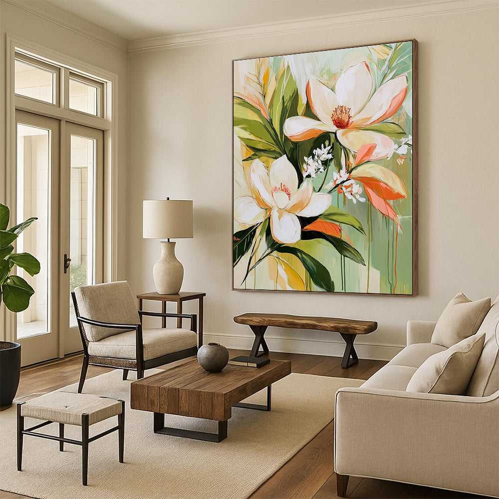 Magnolia Flower Bouquet Elegant Floral Abstract Painting GAB0293