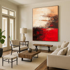 Beige Red Black Abstract Painting with Subtle Drama WINK664