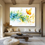 Blue Hydrangeas and Butterfly: Delicate Nature’s Moment Abstract Painting ABS158