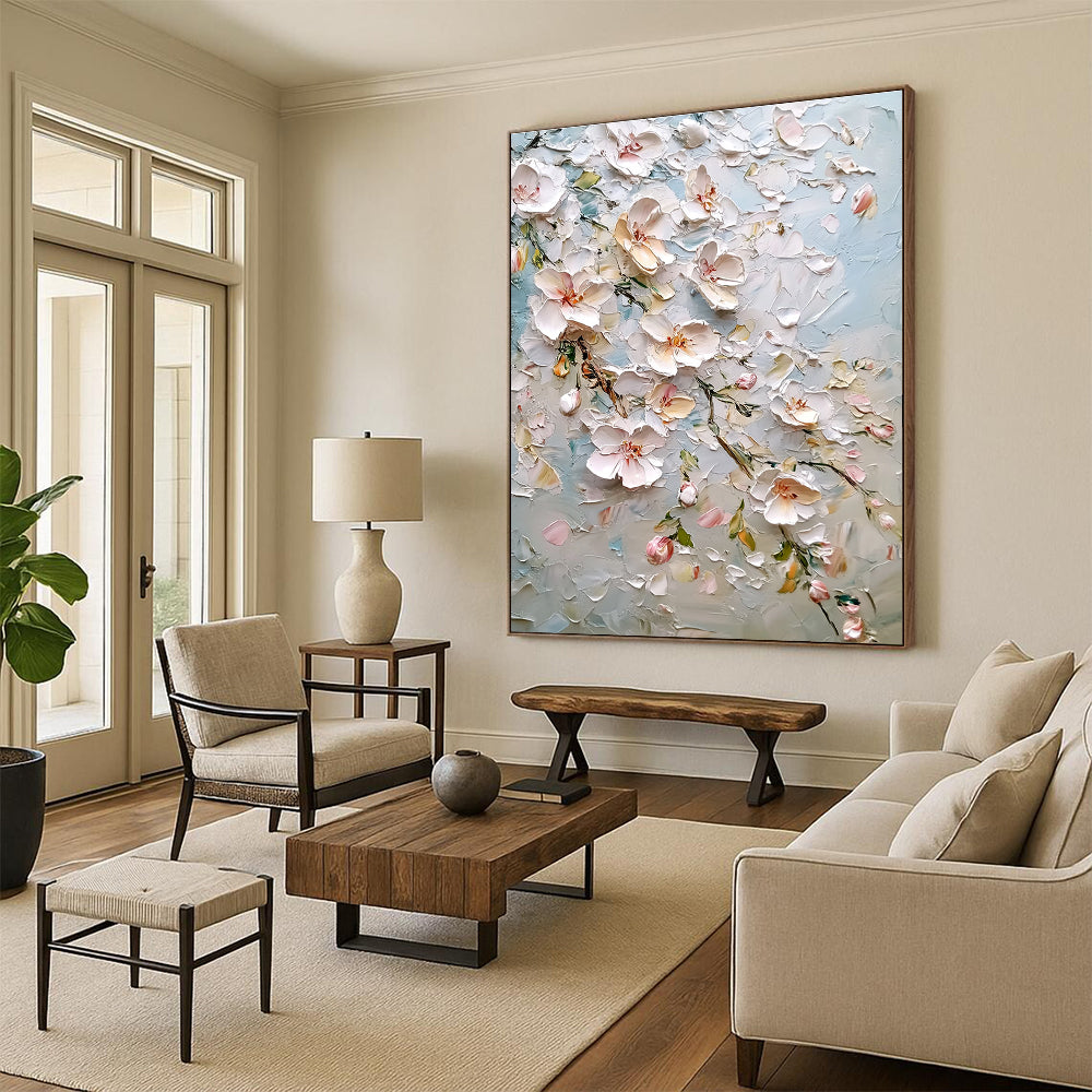 3D Floral Blossom Textured Abstract Painting for Romantic Spaces GAB1410