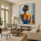 Mysterious Woman Back Abstract Painting with Bold Colors GAB0018