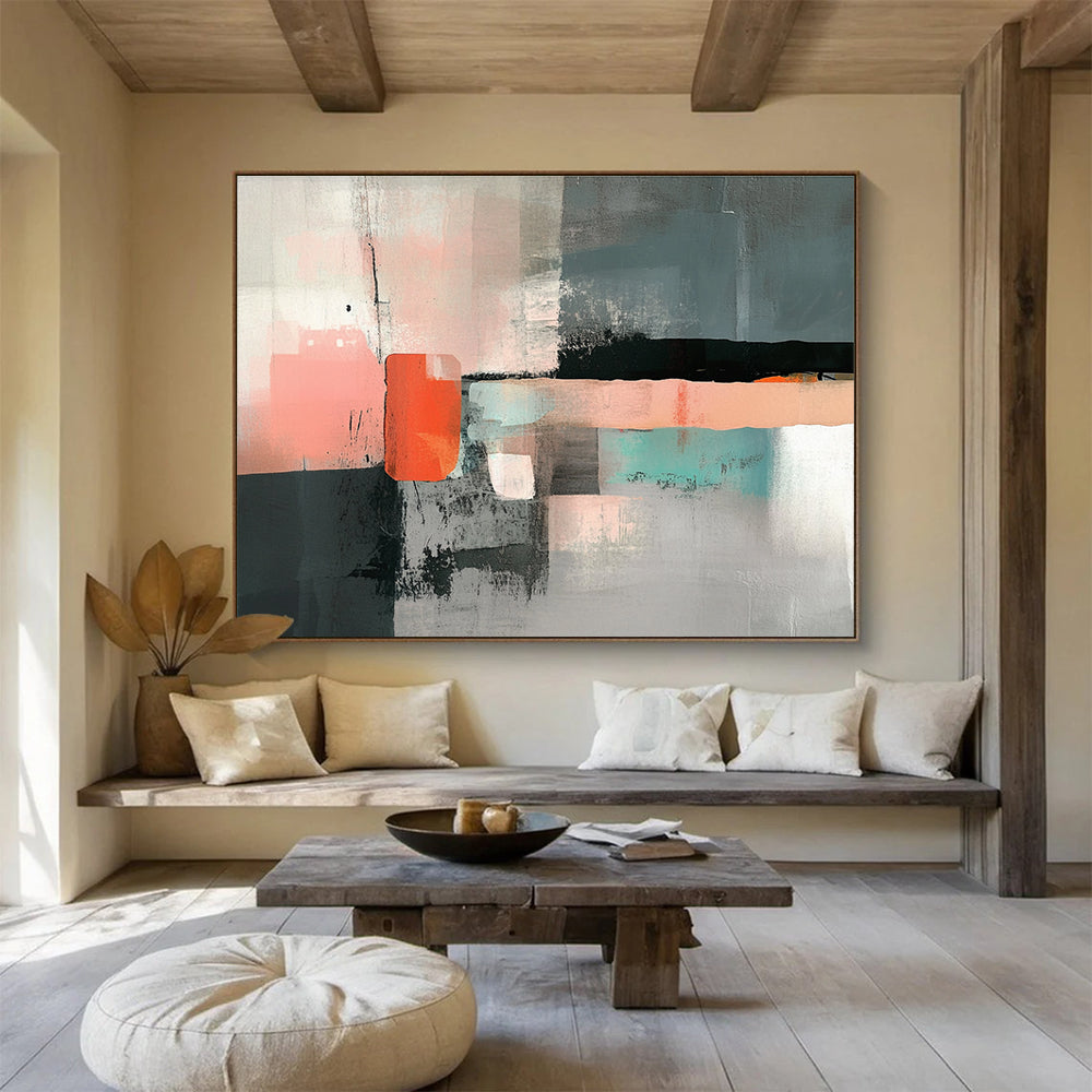 Minimalist Geometric Abstract Painting with Subtle Textured Layers ABS532