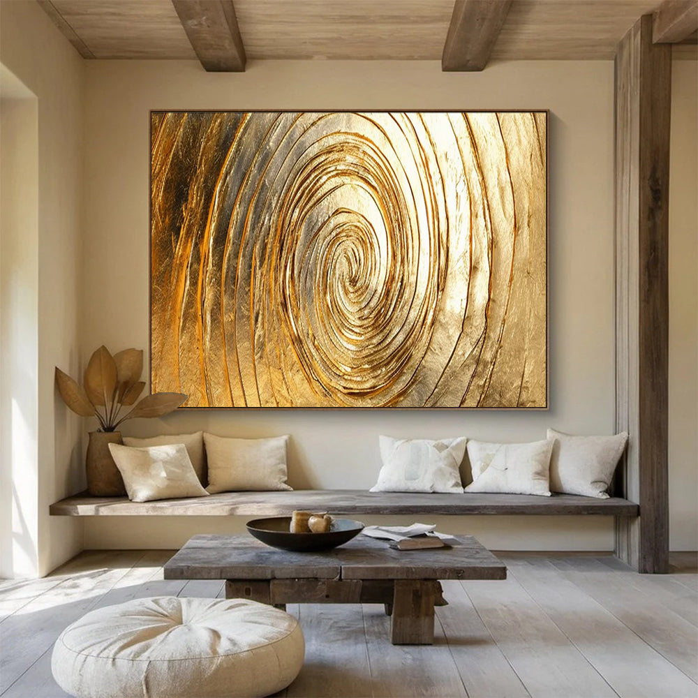 Golden Spiral Abstract Painting for Luxury Home Decor YHT167