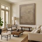 Beige Textured Cubes Abstract Painting for Minimalist Living Spaces HENG490