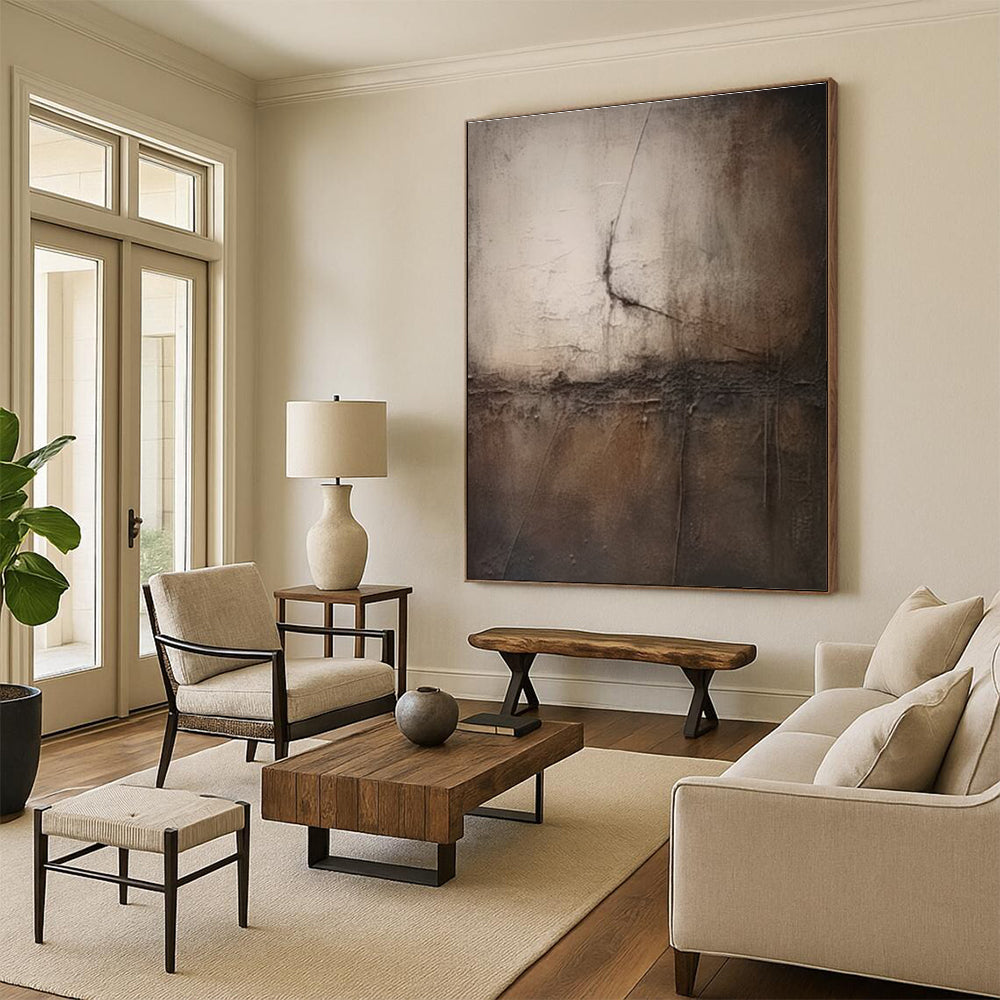 Dark Textured Abstract with Cracked Effect Abstract Painting for Art - Centric Studies HENG357