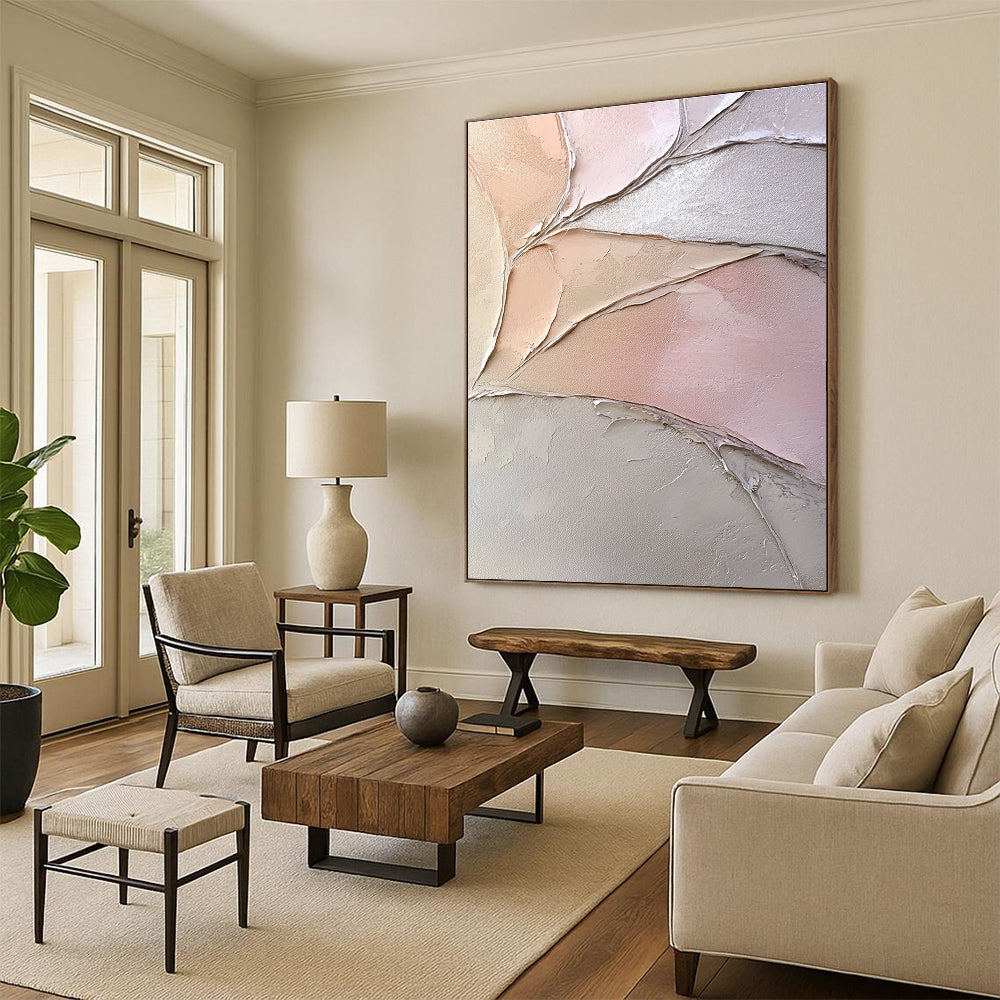Textured Pastel Leaves Abstract Painting with Delicate Charm WINK053