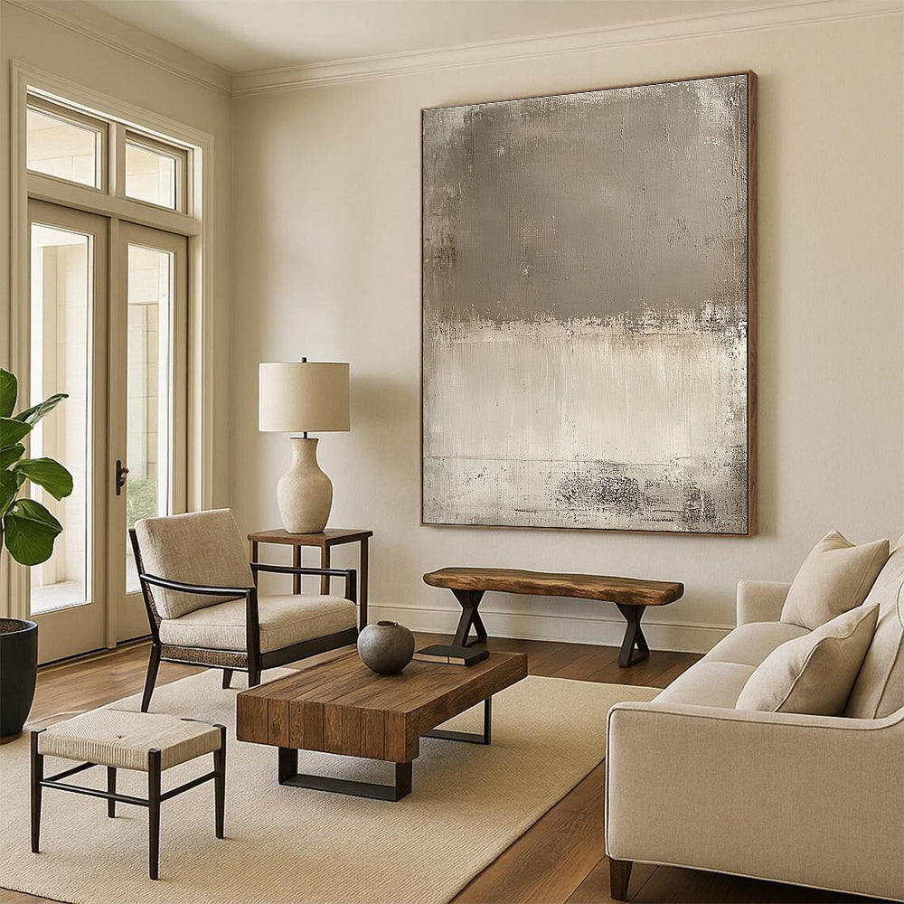Taupe Textured Surface Abstract Painting with Calm Neutrality WINK119