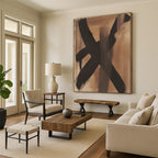Brown Black Gestural Abstract Painting with Expressive Strokes WINK612