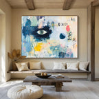 Eye - Themed Abstract Collage Painting with Thought - Provoking Visuals ABS465