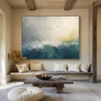 Gray and Blue Wave Abstract Painting with Subtle Textures ABS272