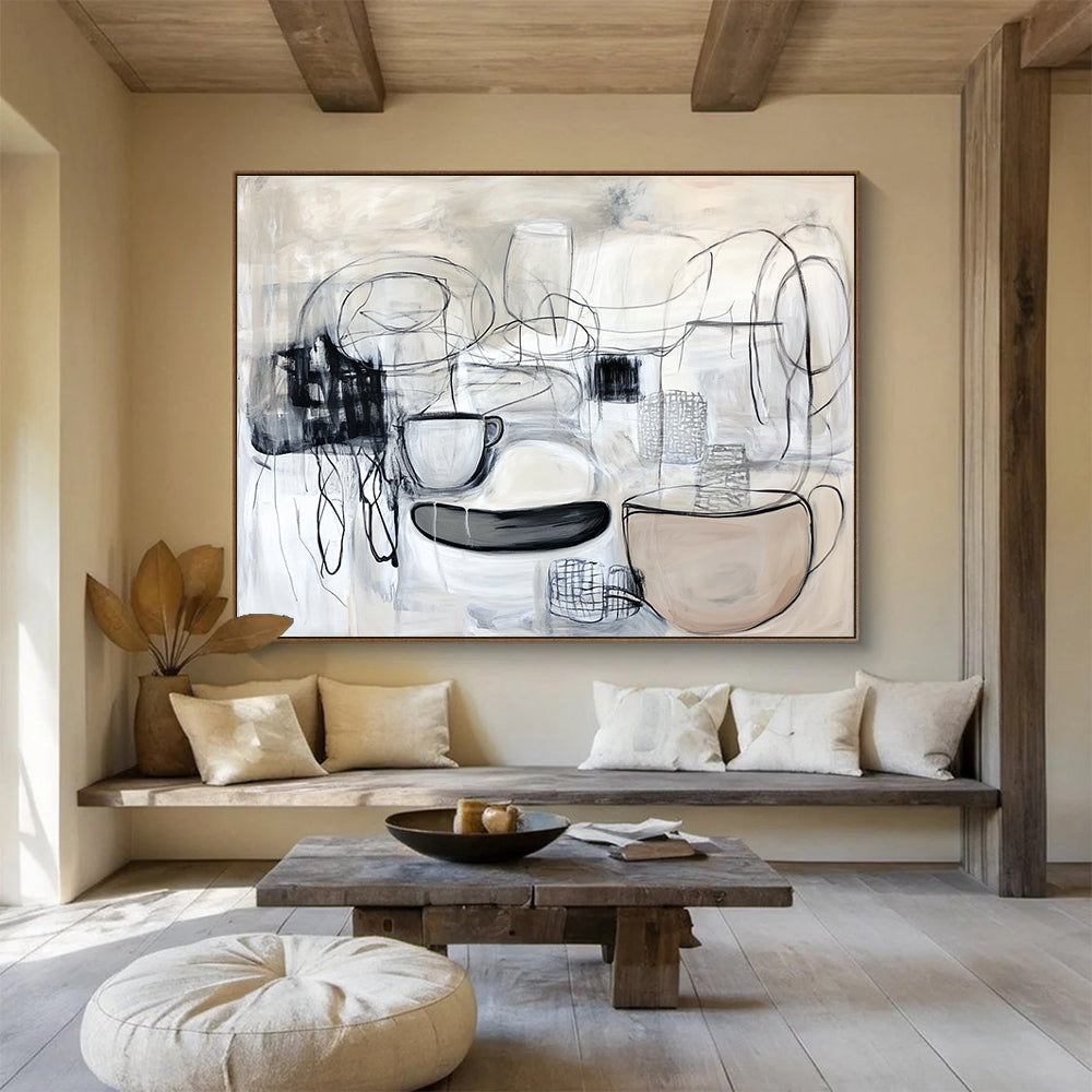 Monochromatic Still - Life Abstract Painting with Raw Textured Surfaces ABS547