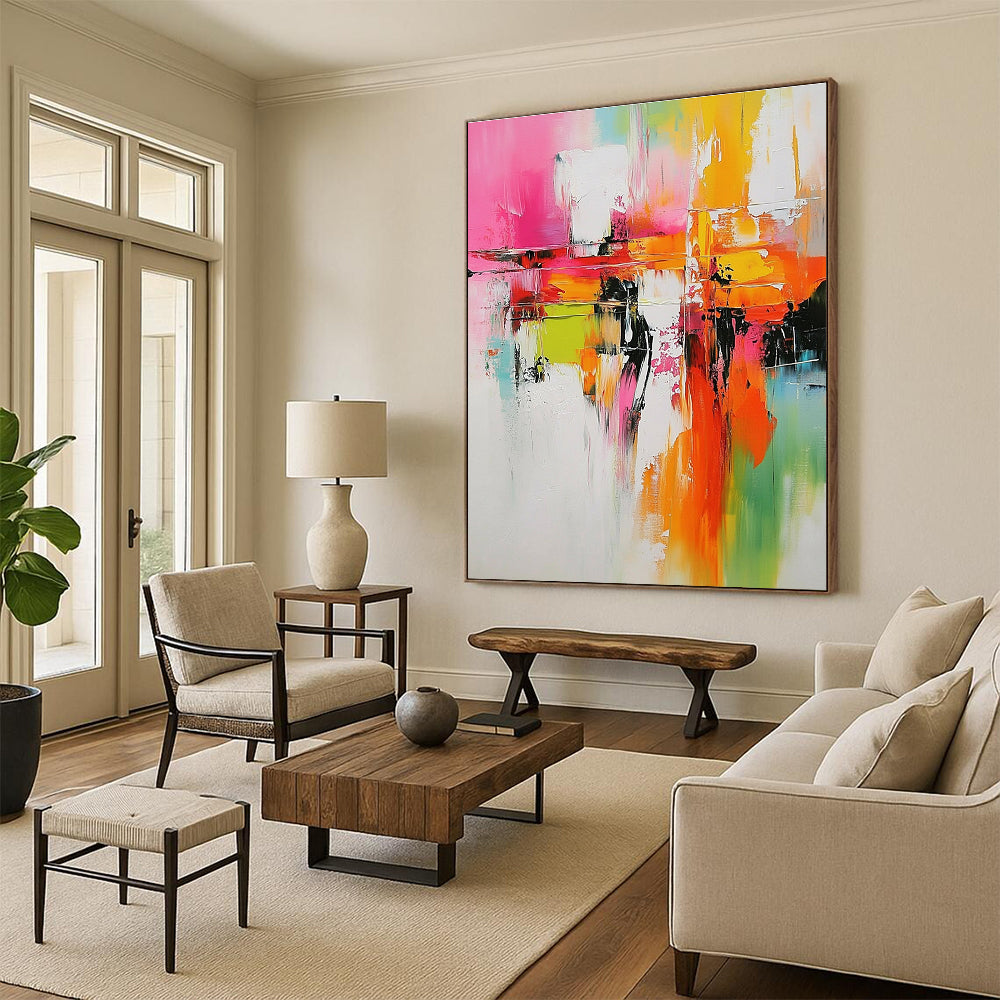 Vivid Color Block Abstract Painting with Energetic Vibes WINK684