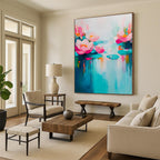 Pink Lotus Abstract - Serene Botanical Abstract Painting GAB0488