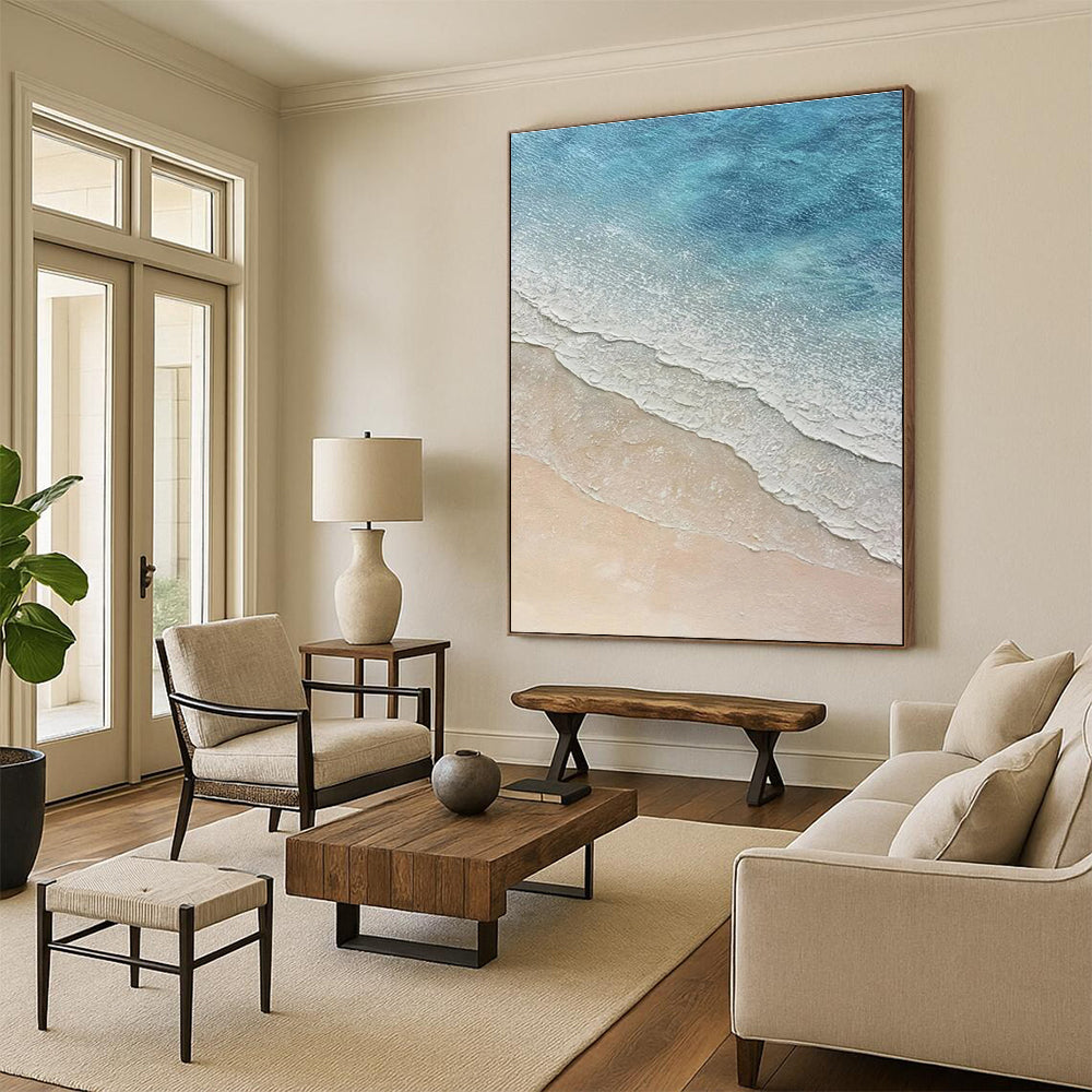 Aerial Beach Waves Abstract Painting for Tropical - Vibe Spaces HENG314
