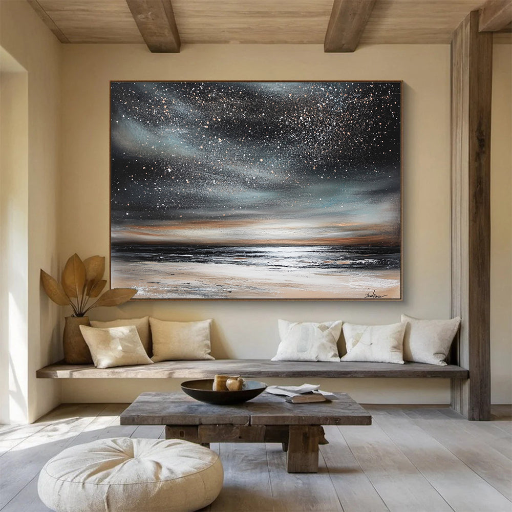 Star - Filled Night Sky Over Ocean  Enchanting Cosmos ABS120