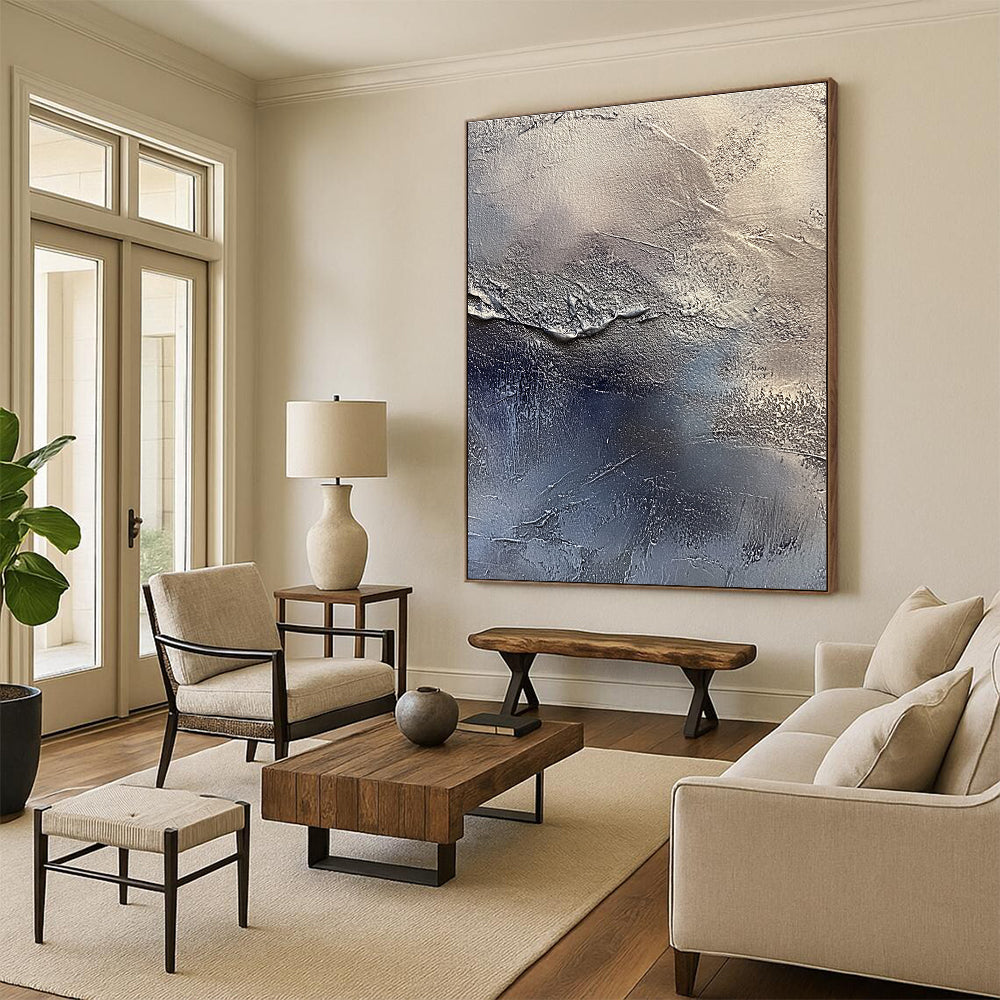 Silver Textured Gradient Painting with Industrial Glamour WINK066