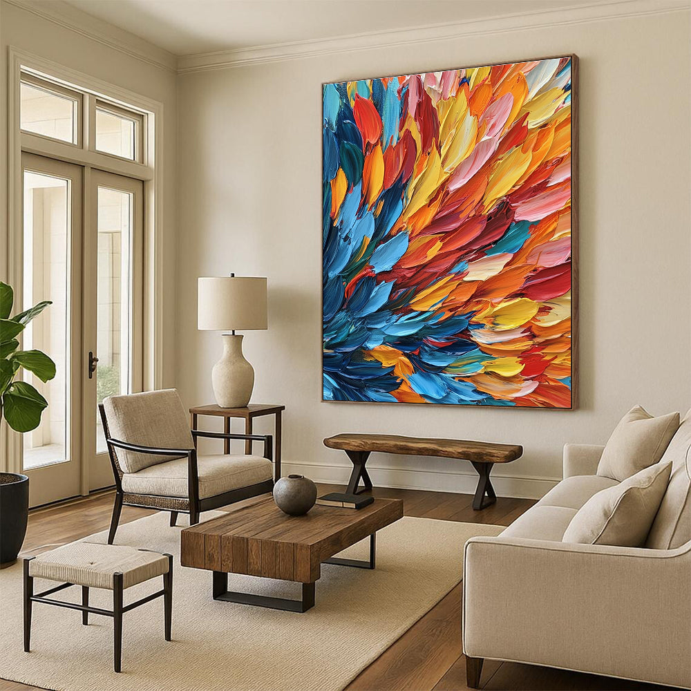 Feather - like Color Strokes Abstract Painting with Graceful Movement WINK083